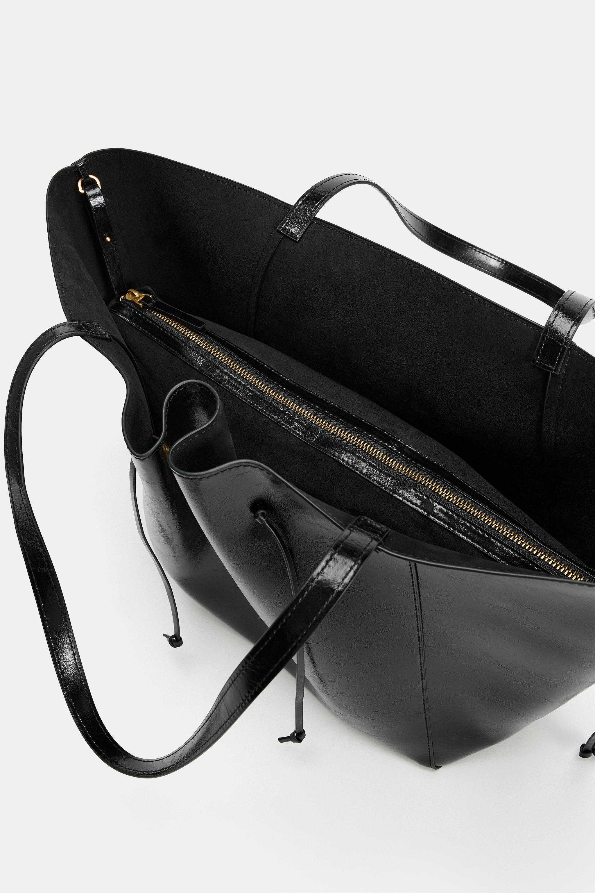 RUCHED SHOPPER TOTE BAG